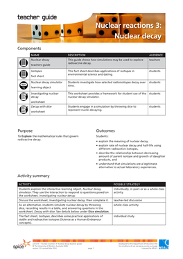 Nuclear Reactions 3: Nuclear Decay