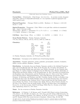 Dundasite Pbal2(CO3)2(OH)4 • H2O C 2001-2005 Mineral Data Publishing, Version 1