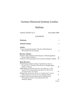 German Historical Institute London Bulletin Vol 28 (2006), No. 2