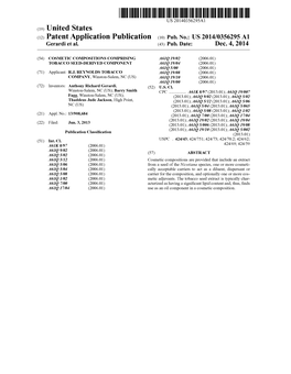 (12) Patent Application Publication (10) Pub. No.: US 2014/0356295 A1 Gerardi Et Al
