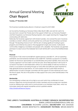 AGM Chair Report