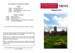 MARCH 2016 3.00Pm Choral Evensong