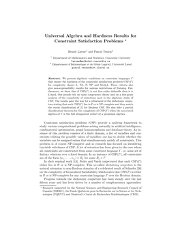 Universal Algebra and Hardness Results for Constraint Satisfaction Problems ?