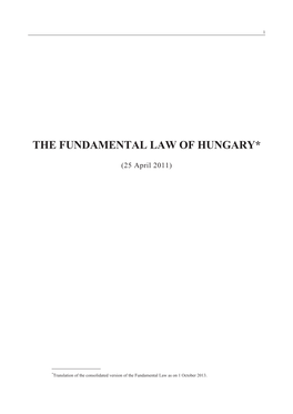 The Fundamental Law of Hungary*