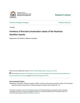 Inventory of the Land Conservation Values of the Houtman Abrolhos Islands