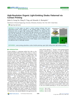 High-Resolution Organic Light-Emitting Diodes Patterned Via Contact Printing Jinhai Li, Lisong Xu, Ching W