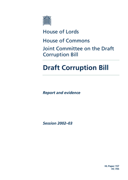 Joint Committee on the Draft Corruption Bill
