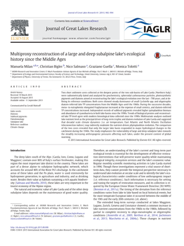 Multiproxy Reconstruction of a Large and Deep Subalpine Lake's Ecological History Since the Middle Ages