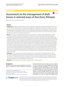 Assessment on the Management of Draft Horses in Selected Areas of Awi Zone, Ethiopia Bimrew Asmare1* and Zemenu Yayeh2