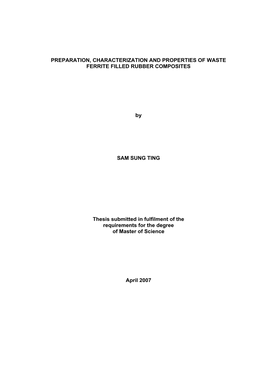 Preparation, Characterization and Properties of Waste Ferrite Filled Rubber Composites