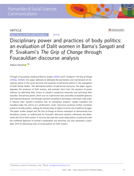 An Evaluation of Dalit Women in Bama's Sangati and P. Sivakami's