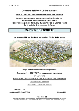 Rapport CE ZAC De La Grande Plaine