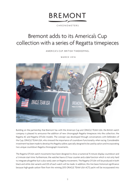 Bremont Adds to Its America's Cup Collection with a Series of Regatta Timepieces