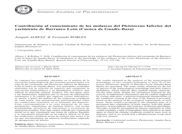Contribución Al Conocimiento De Los Moluscos Del Pleistoceno Inferior Del Yacimiento De Barranco León (Cuenca De Guadix-Baza)