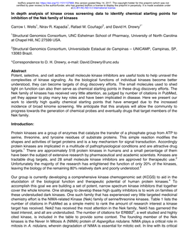 In Depth Analysis of Kinase Cross Screening Data to Identify Chemical Starting Points for Inhibition of the Nek Family of Kinases