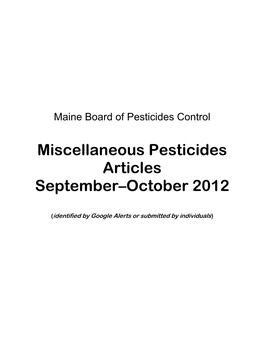 Miscellaneous Pesticides Articles September–October 2012