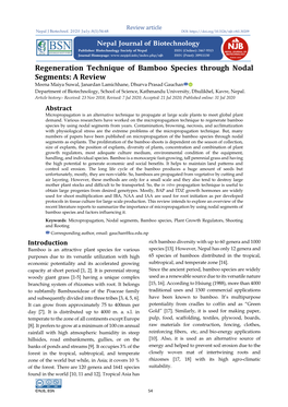 Regeneration Technique of Bamboo Species Through Nodal Segments