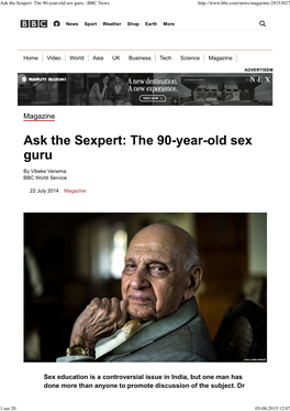 Ask the Sexpert: the 90-Year-Old Sex Guru - BBC News
