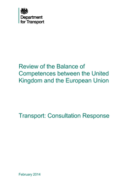 Review of the Balance of Competences Between the United Kingdom and the European Union