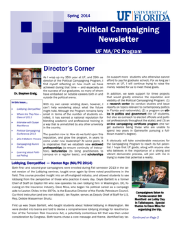 Political Campaigning Newsletter UF MA/PC Program