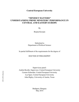 Mindset Matters" Understanding Prime Ministers' Performance in Central