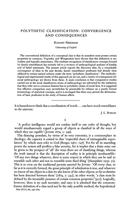 Polythetic Classification: Convergence and Consequences