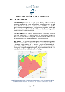 Weekly Conflict Summary | 21 - 27 October 2019