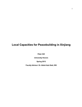 Local Capacities for Peacebuilding in Xinjiang