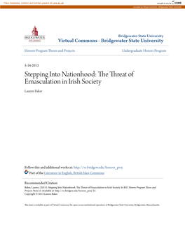 Stepping Into Nationhood: the Threat of Emasculation in Irish Society Lauren Baker