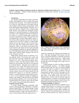 Synthetic Aperture Radar Instrument Concept for Subsurface Geological Observations of Io