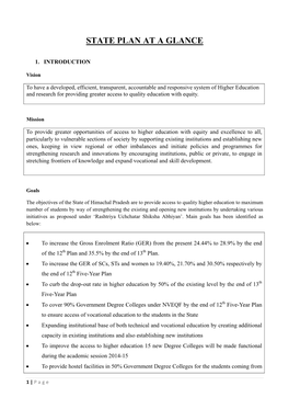 State Plan at a Glance