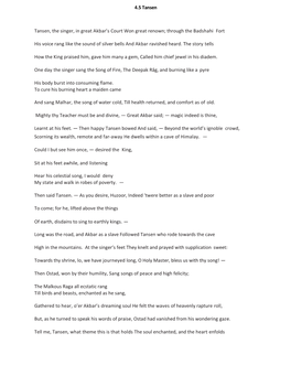 4.5 Tansen Tansen, the Singer, in Great Akbar's Court Won Great Renown; Through the Badshahi Fort His Voice Rang Like the Soun