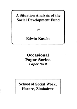 A Situation Analysis of the Social Development Fund