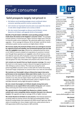 Saudi Consumer Consumer | Saudi Arabia MENA Research