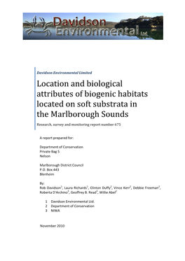 Biogenic Habitats in the Marlborough Sounds 2010