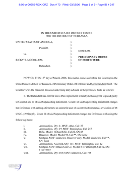 8:05-Cr-00256-RGK-CRZ Doc # 70 Filed: 03/15/06 Page 1 of 9 - Page ID # 247