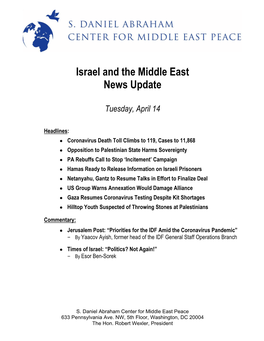 Israel and the Middle East News Update