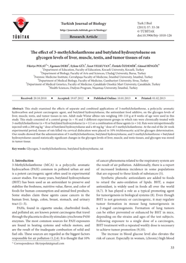 The Effect of 3-Methylcholanthrene and Butylated Hydroxytoluene on Glycogen Levels of Liver, Muscle, Testis, and Tumor Tissues of Rats