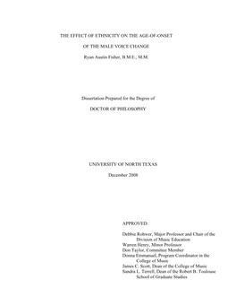 The Effect of Ethnicity on the Age-Of-Onset of the Male Voice Change