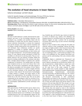 The Evolution of Head Structures in Lower Diptera Katharina Schneeberg*, and Rolf G Beutel