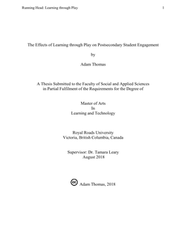 The Effects of Learning Through Play on Postsecondary Student Engagement