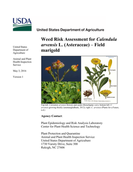 Weed Risk Assessment for Calendula Arvensis L. (Asteraceae)