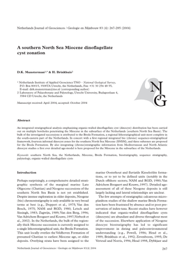 A Southern North Sea Miocene Dinoflagellate Cyst Zonation