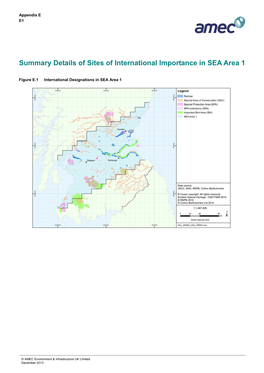 Summary Details of Sites of International Importance in SEA Area 1