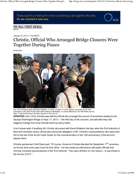 Christie, Official Who Arranged Bridge Closures Were Together During F