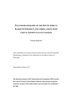 Palynostratigraphy of the South African Karoo Supergroup and Correlations with Coeval Gondwanan Successions