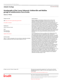 Stratigraphy of the Lower Paleozoic Goldenville and Halifax Groups in Southwestern Nova Scotia Chris E