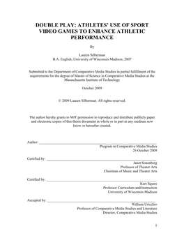 Athletes' Use of Sport Video Games to Enhance Athletic Performance
