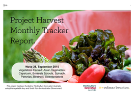 Wave 28, September 2015 Vegetables Tracked: Asian Vegetables, Capsicum, Brussels Sprouts, Spinach, Parsnips, Beetroot, Sweetpotatoes
