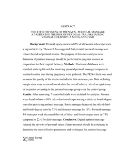 The Effectiveness of Prenatal Perineal Massage at Reducing the Risk of Perineal Trauma During Vaginal Delivery: a Meta-Analysis